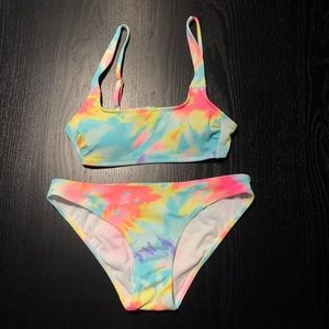 Xhilaration Rainbow Tie Dye 2 Piece Bikini Set Swimsuit Womens Small Medium